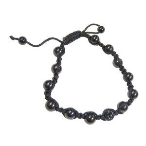 Inox Women's Black Beads and String Bracelet